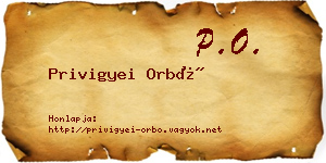 Privigyei Orbó névjegykártya